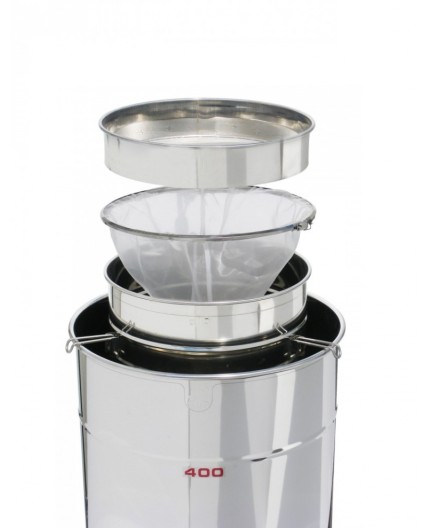 Filtro doppio grande, con sacco nailon e prefiltro, per 200-400kg, inox